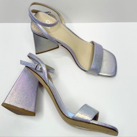 bp Shoes - BP Shimmer Chunky Heels Size 9 Lilac Parker Ankle Strap Triangular Heels
